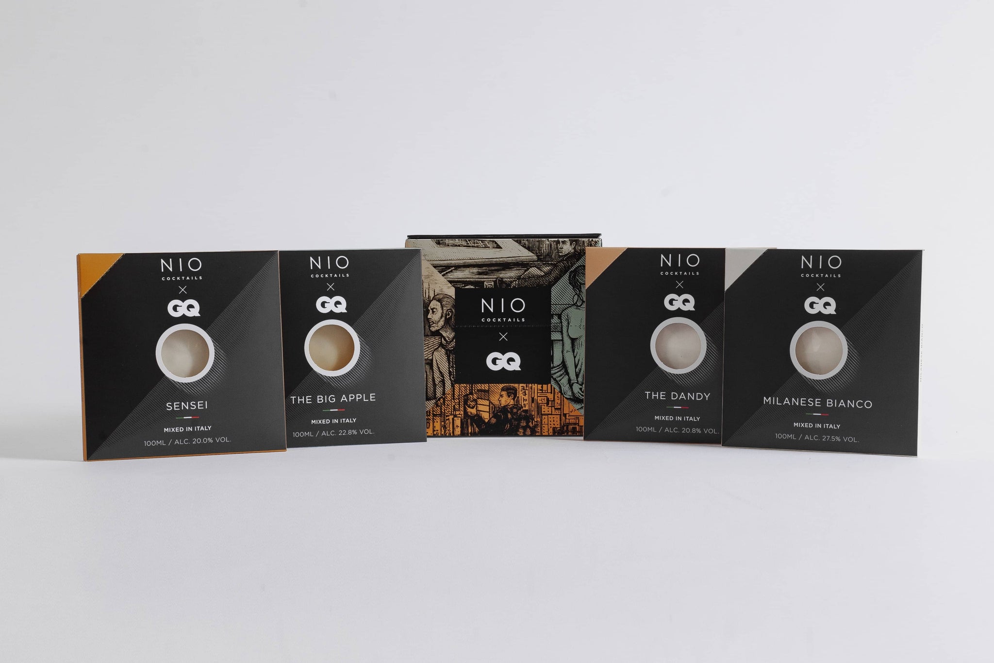 Sensei Cocktail, The Big Apple, The Dandy und Milanese Bianco. GQ und NIO Cocktails