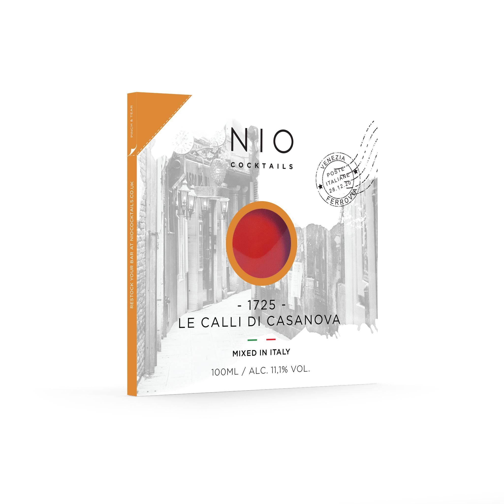 Cocktail Le Calli Di Casanova vorgemischt in einer Box, zu Hause